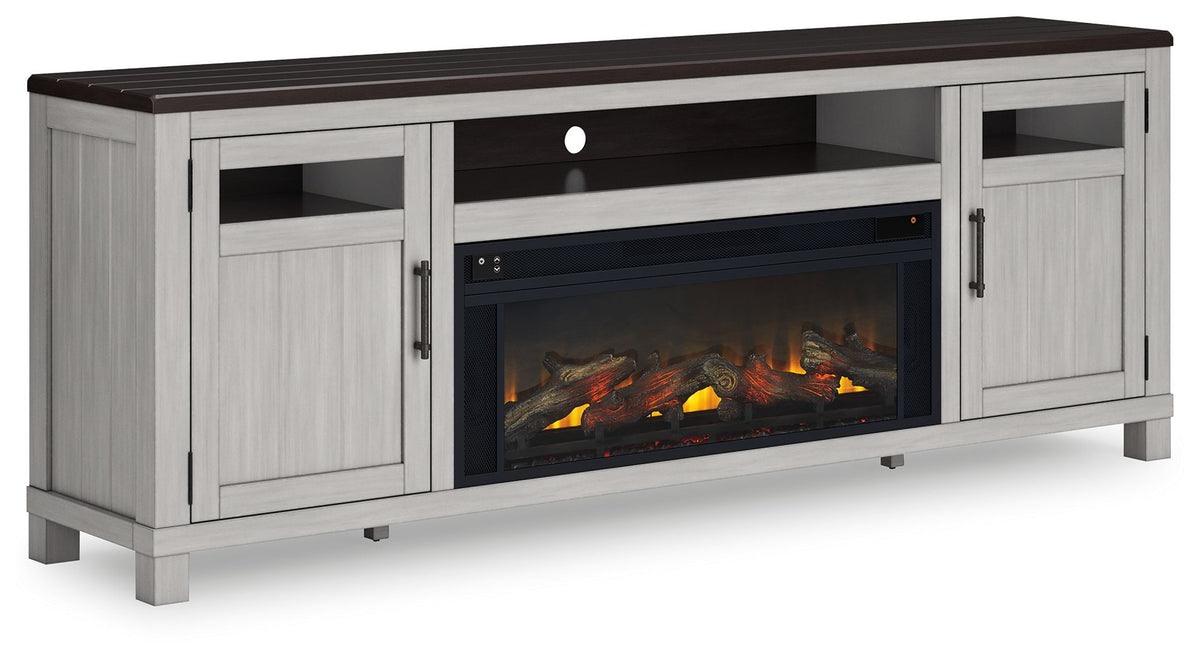 Darborn - 88" TV Stand With Electric Infrared Fireplace Insert - Gray / Brown by Ashley – Fireplace TV Stands