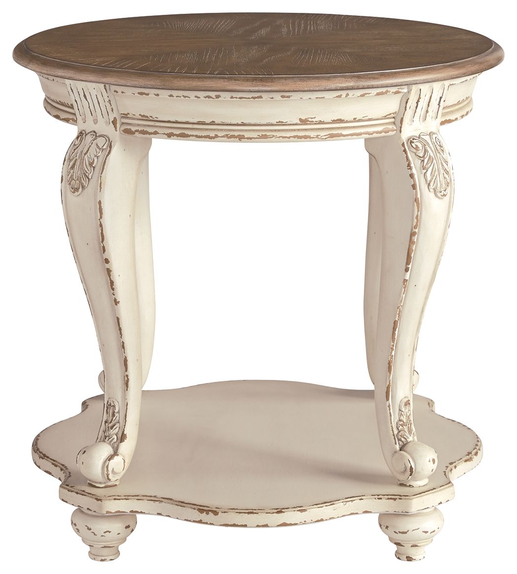 Realyn - Round End Table - White / Brown by Ashley – view 2