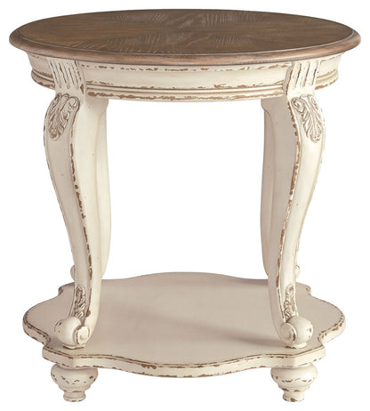 Realyn - Round End Table - White / Brown by Ashley – view 2