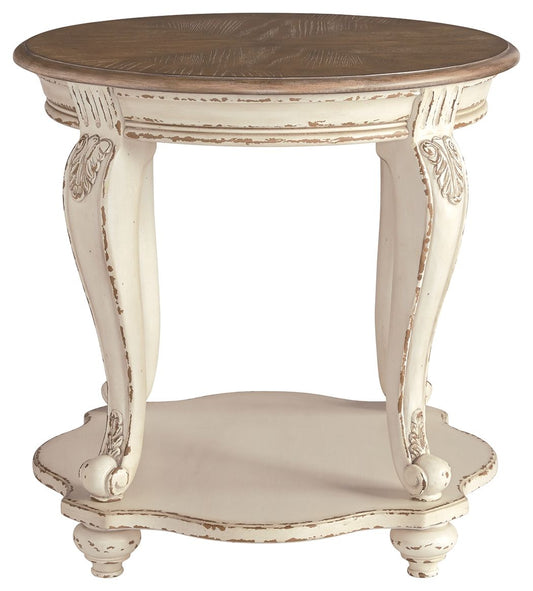 Realyn - Round End Table - White / Brown by Ashley – view 2