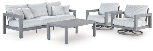 Hurley Park - 4 Pc. - Outdoor Sofa, 2 Lounge Chairs And Coffee Table - Gray – 4 Piece Outdoor Sets