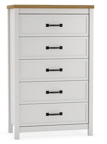 Kerisden - Five Drawer Chest - White / Brown by Ashley – Accent Chests