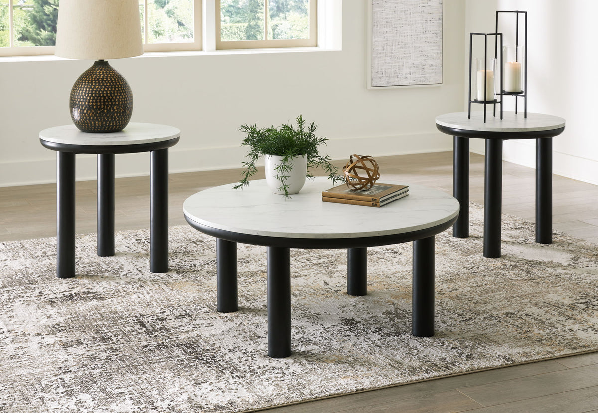 Xandrum - Occasional Table Set (Set of 3) - Black / White by Ashley – view 2
