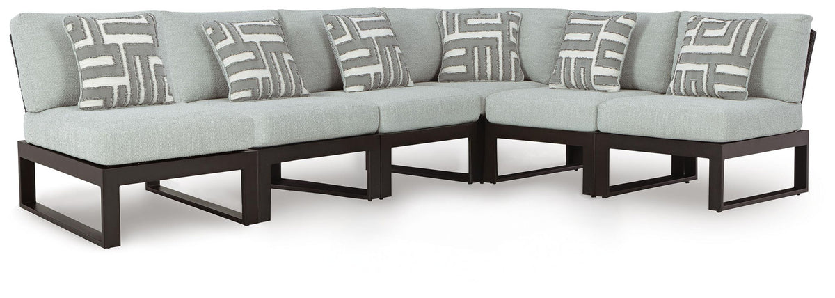 Beachloft - 6-Piece Outdoor Sectional - Black / Gray by Ashley – Stationary Sectionals