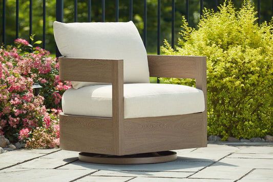 Serene Bay - Swivel Glider Chair With Cushion - Dark Brown / White by Ashley – view 2
