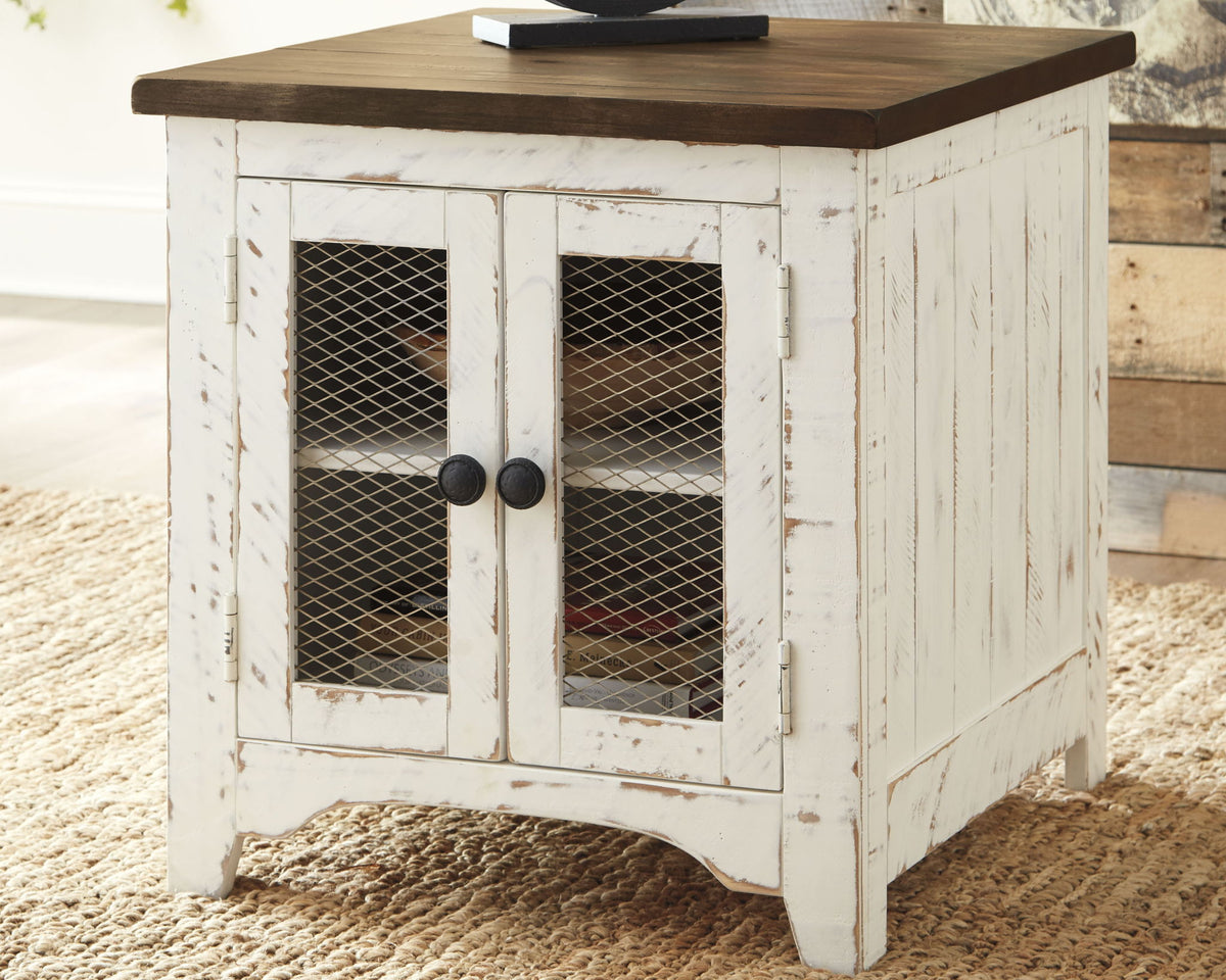 Wystfield - Rectangular End Table - 2 Doors - White / Brown by Ashley – view 3