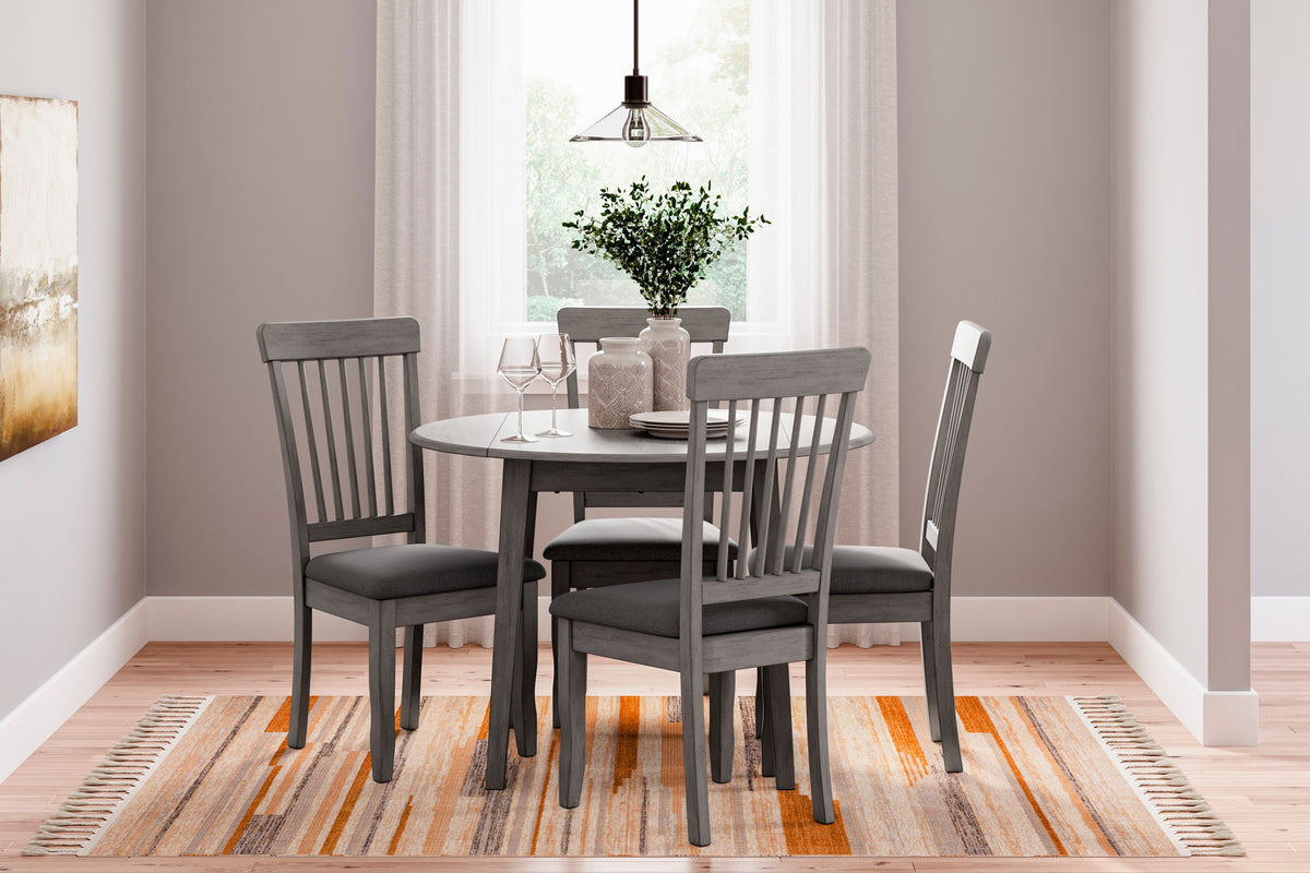 Shullden - 5 Pc. - Drop Leaf Table, 4 Side Chairs - Gray by Ashley – 5 Piece Dining Room Sets