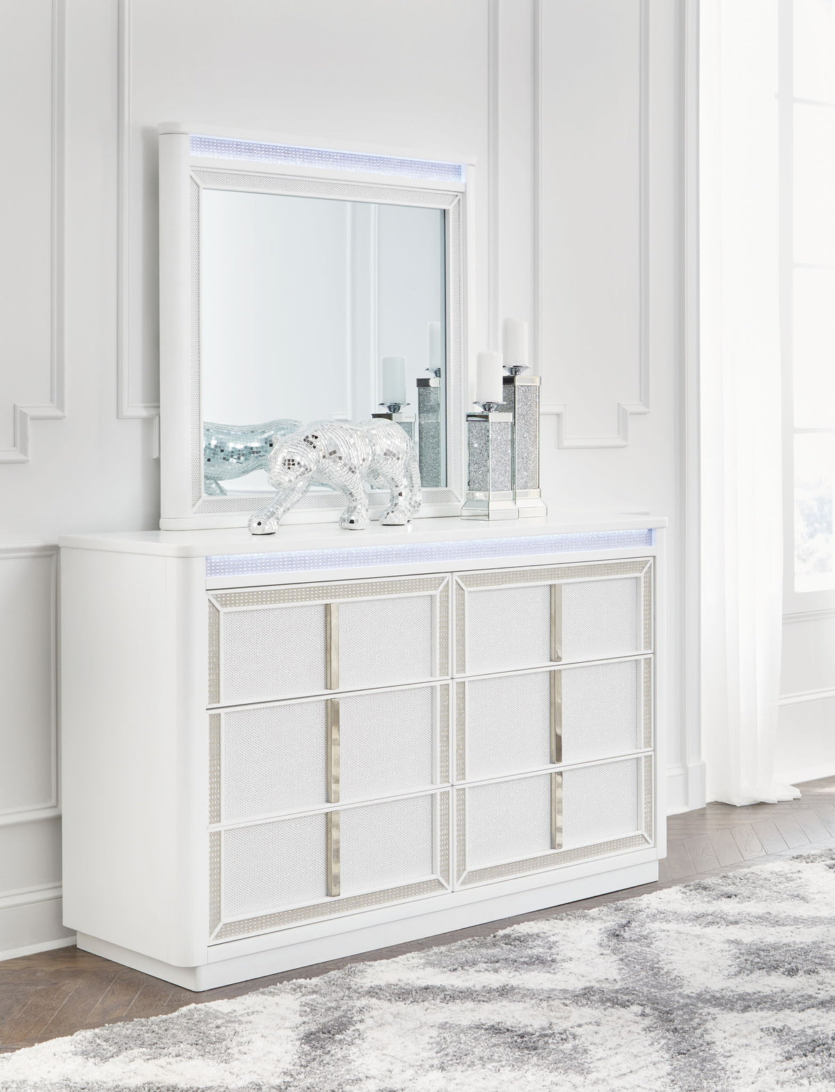 Chalanna - Dresser And Mirror - White by Ashley – view 3
