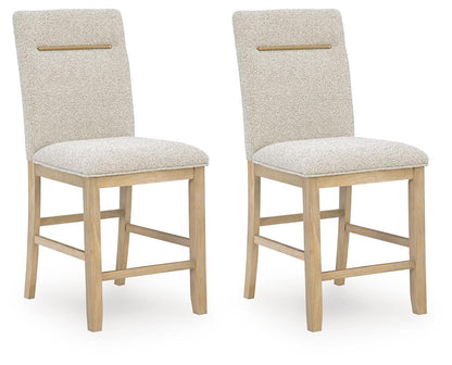 Lasinger - Upholstered Barstool (Set of 2) - Light Brown by Ashley – Stool Sets