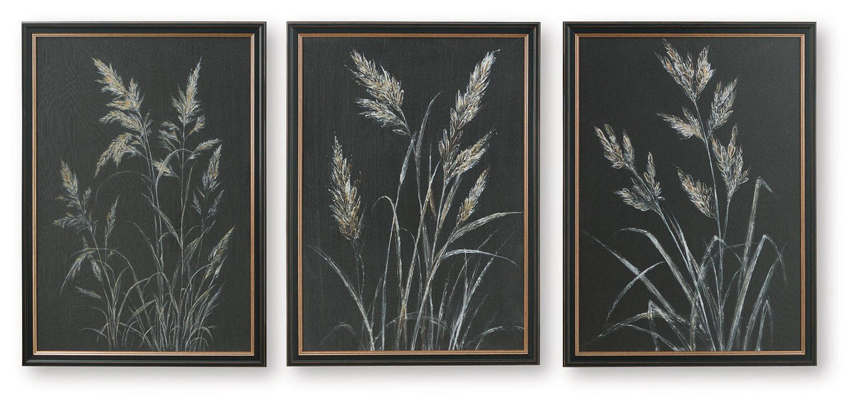 Janisburg - Wall Art Set (Set of 3) - Black / White / Brown by Ashley – Framed Print Sets