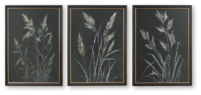 Janisburg - Wall Art Set (Set of 3) - Black / White / Brown by Ashley – Framed Print Sets