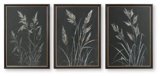 Janisburg - Wall Art Set (Set of 3) - Black / White / Brown by Ashley – Framed Print Sets