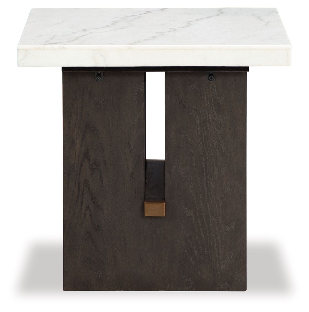 Burkhaus - Rectangular End Table - White / Dark Brown by Ashley – view 2