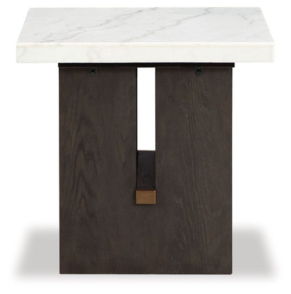 Burkhaus - Rectangular End Table - White / Dark Brown by Ashley – view 2