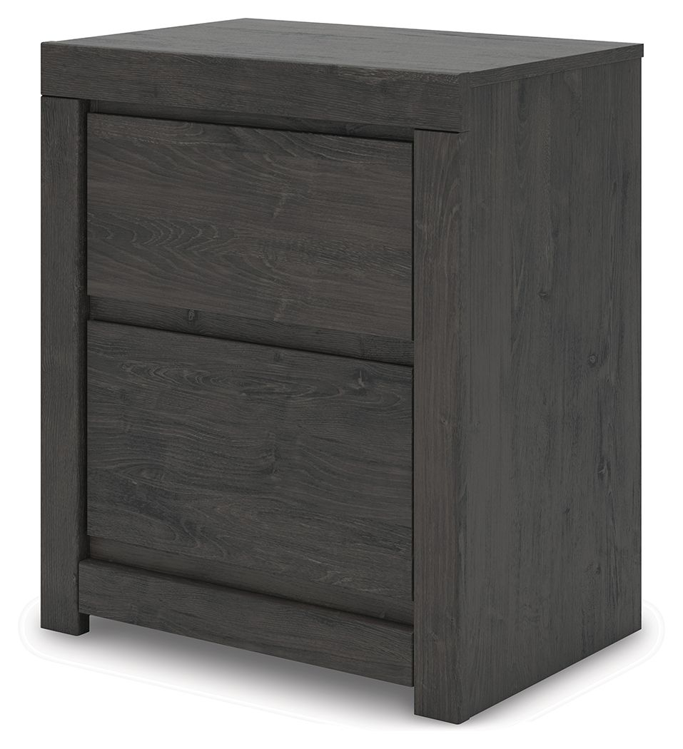 Fraluna - Two Drawer Night Stand - Charcoal by Ashley – view 2