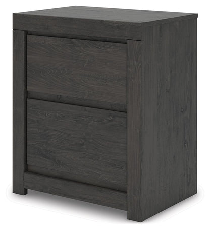 Fraluna - Two Drawer Night Stand - Charcoal by Ashley – view 2