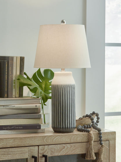 Afener - Ceramic Table Lamp (Set of 2) - Blue / Beige by Ashley – view 2