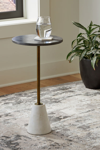 Caramont - Accent Table with White Base - Black / White / Gold Finish by Ashley – view 3