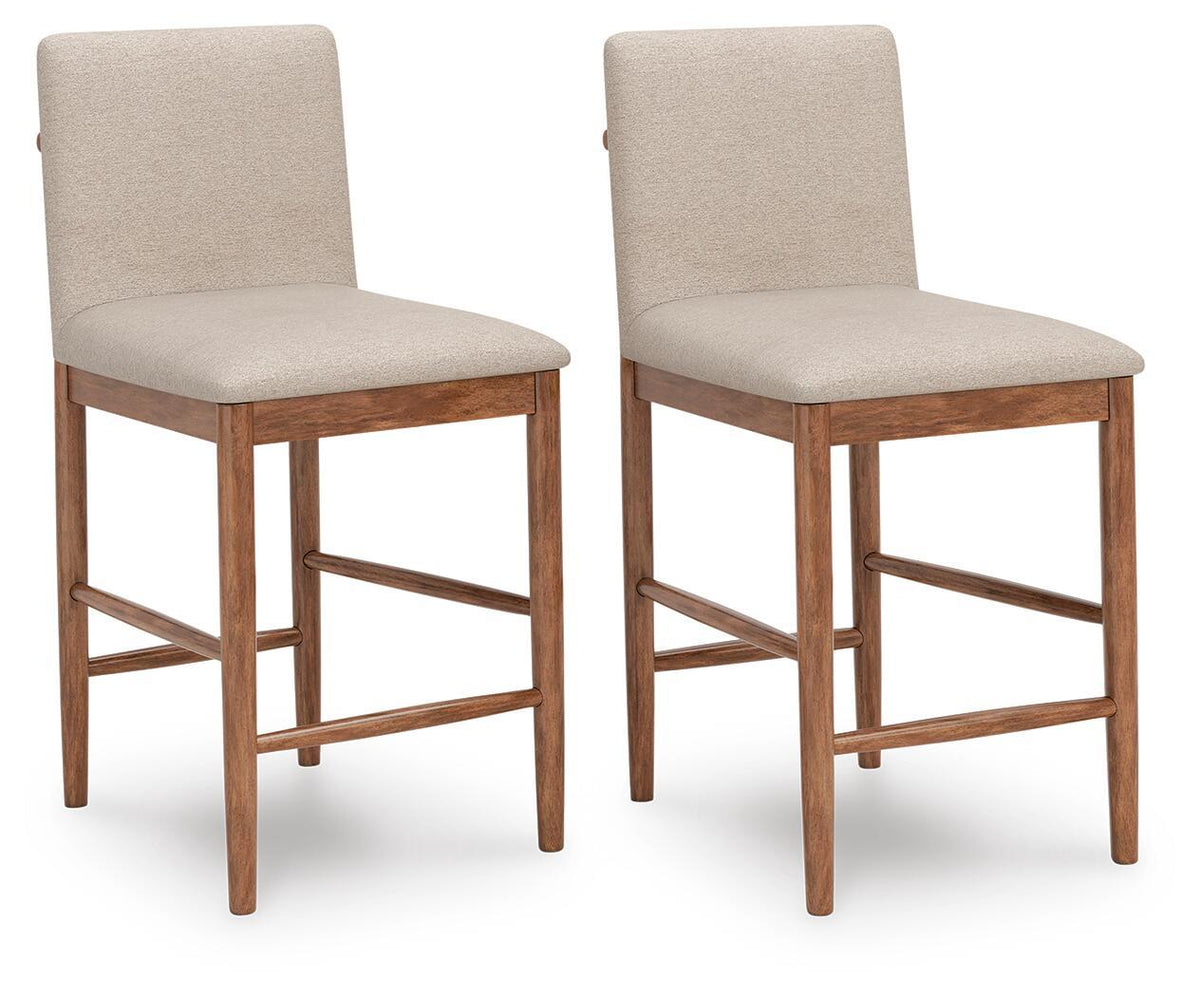Isanti - Upholstered Barstool (Set of 2) - Light Brown by Ashley – Stool Sets