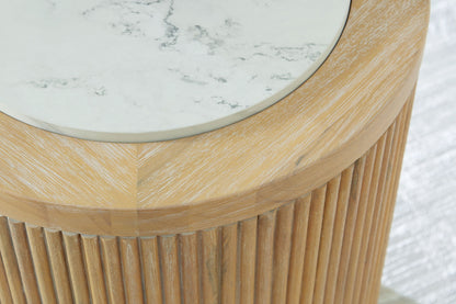 Camdill - Round End Table - Light Brown / White by Ashley – view 2