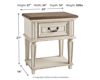Realyn - One Drawer Night Stand - Chipped White by Ashley – view 2