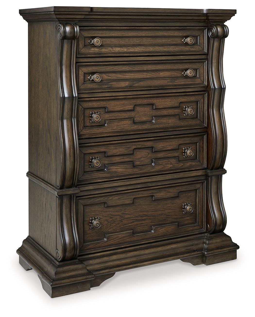 Maylee - Five Drawer Chest - Dark Brown by Ashley – Accent Chests