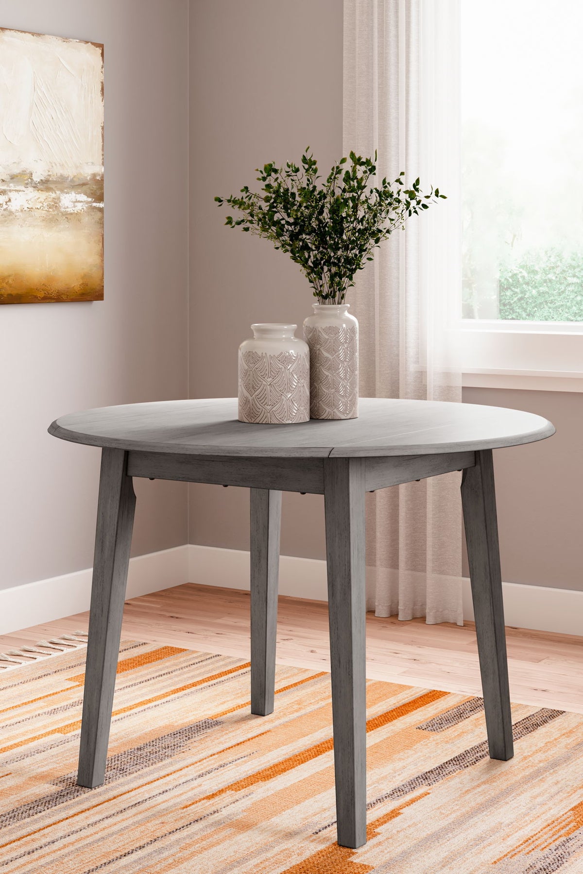 Shullden - Round Drm Drop Leaf Table - Gray by Ashley – view 3