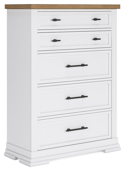 Ashbryn - Five Drawer Chest - White / Natural – Accent Chests