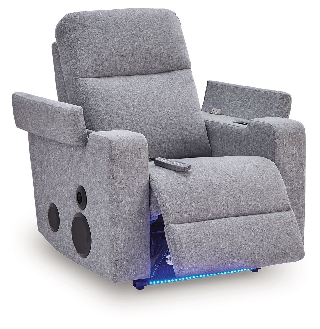 Pineland - Glider Power Recliner With Audio System - Pewter by Ashley – view 3