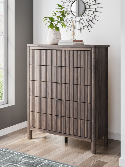 Pamytta - Five Drawer Wide Chest - Brown by Ashley – Accent Chests