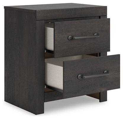 Hollivern - Two Drawer Night Stand - Dark Gray by Ashley – view 4