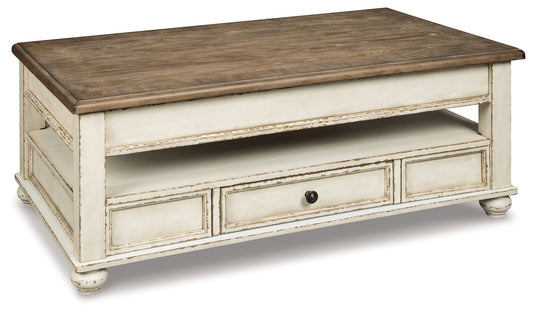 Realyn - Lift Top Cocktail Table - White / Brown by Ashley – Cocktail Tables
