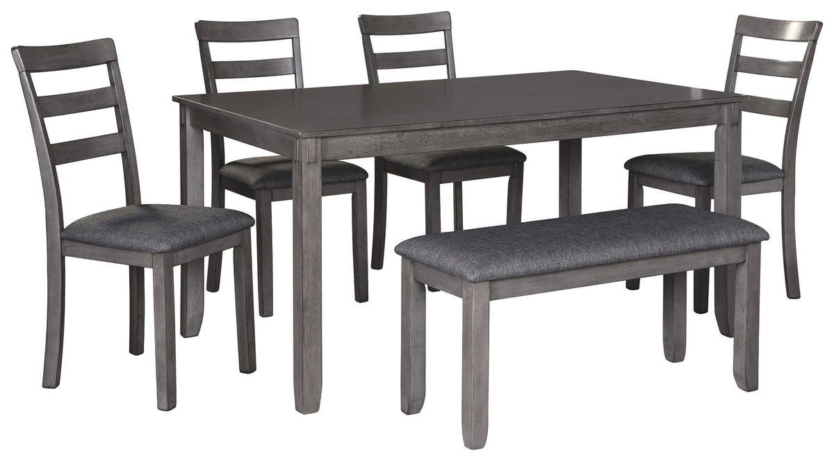 Bridson - RECT DRM Table Set (Set of 6) - Gray by Ashley – 6 Piece Dining Room Sets