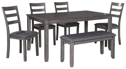 Bridson - RECT DRM Table Set (Set of 6) - Gray by Ashley – 6 Piece Dining Room Sets