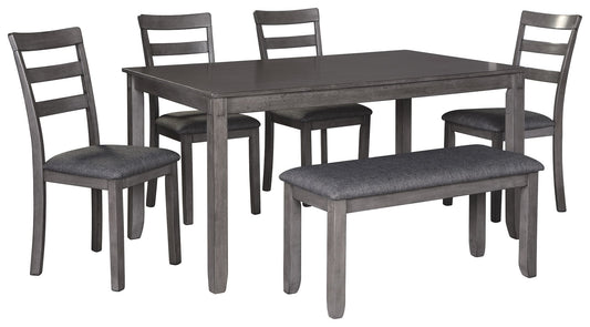 Bridson - RECT DRM Table Set (Set of 6) - Gray by Ashley – 6 Piece Dining Room Sets
