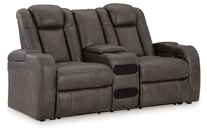 Fyne-dyme - Power Reclining Loveseat With Console/Adj Hdrst by Ashley – Reclining Loveseats