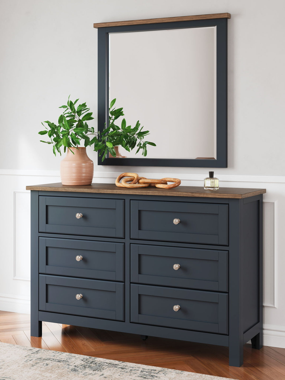 Landocken - Dresser and Mirror - Brown / Blue by Ashley – view 2