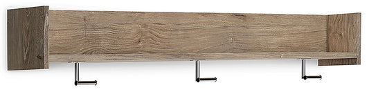 Oliah - Wall Mounted Coat Rack w/Shelf - Natural by Ashley – Wall Mounted Coat Racks