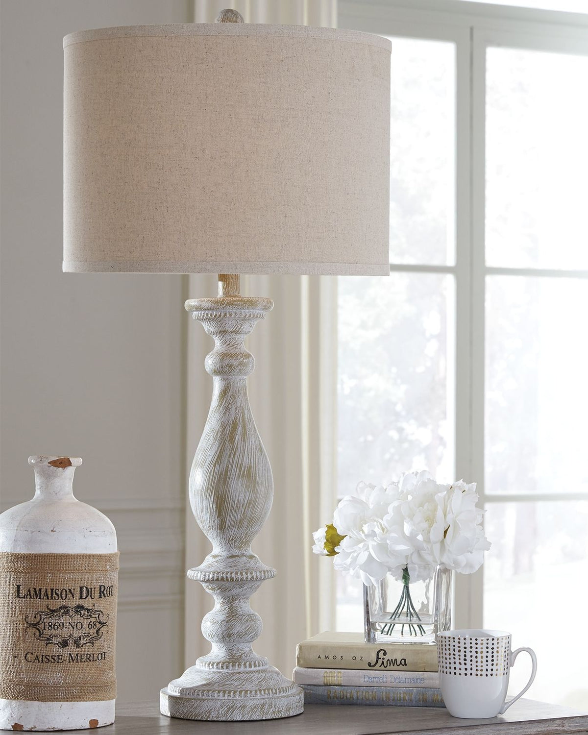 Bernadate - Poly Table Lamp (Set of 2) - Whitewash by Ashley – view 2