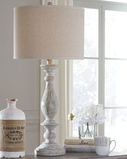 Bernadate - Poly Table Lamp (Set of 2) - Whitewash by Ashley – view 2
