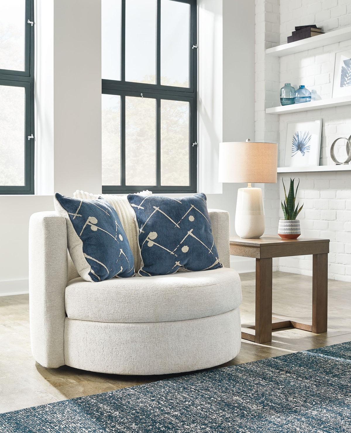 Padova - Swivel Accent Chair - Ivory by Ashley – view 3