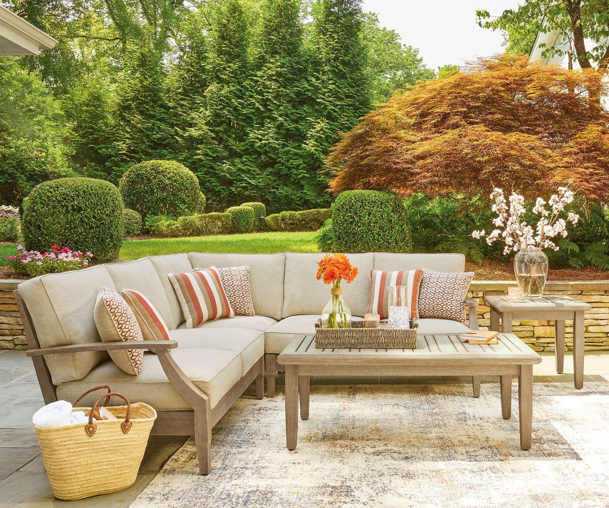 Clare View - 3-Piece Outdoor Sectional - Beige by Ashley – view 3