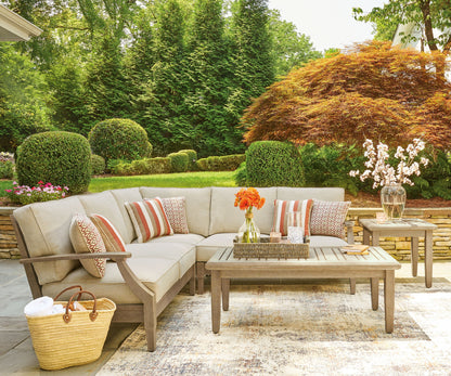 Clare View - 3-Piece Outdoor Sectional - Beige by Ashley – view 3