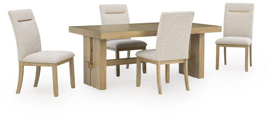 Lasinger - 5 Pc. - Dining Table And 4 Upholstered Side Chairs - Light Brown – 5 Piece Dining Room Sets