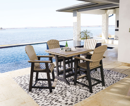 Fairen Trail - 5 Pc. - Counter Dining Set - Black / Driftwood by Ashley – 5 Piece Outdoor Sets