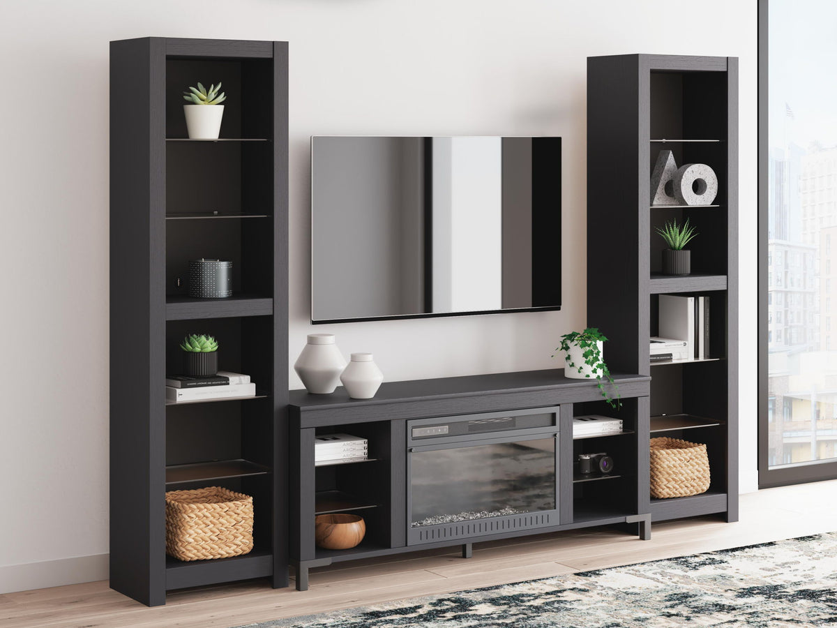 Cayberry - 3-Piece Entertainment Center With Electric Fireplace - Black by Ashley – view 3