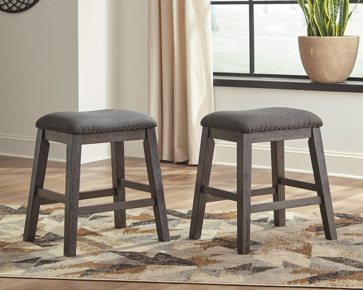 Caitbrook - Upholstered Stool (Set of 2) - Gray by Ashley – view 2