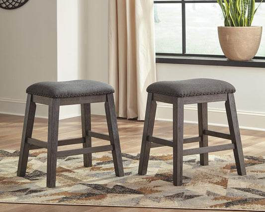 Caitbrook - Upholstered Stool (Set of 2) - Gray