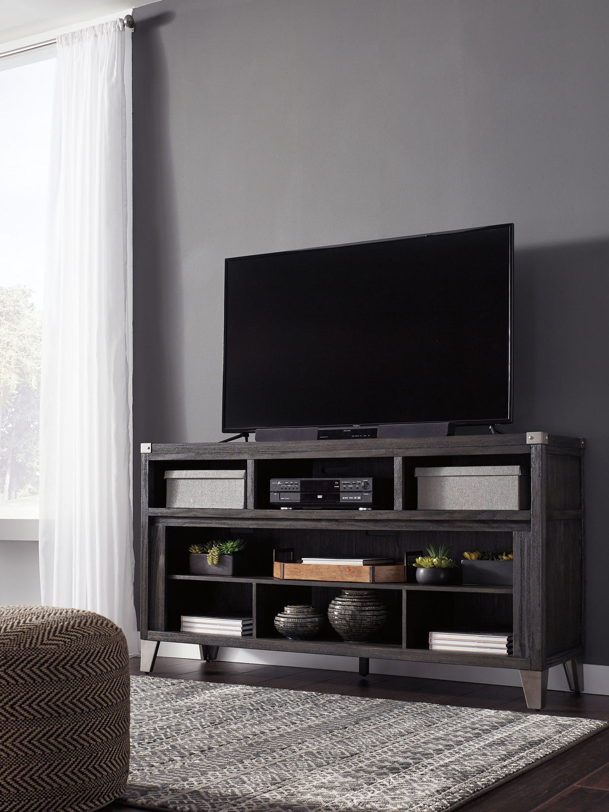 Todoe - LG TV Stand With Fireplace Option - Gray by Ashley – view 3