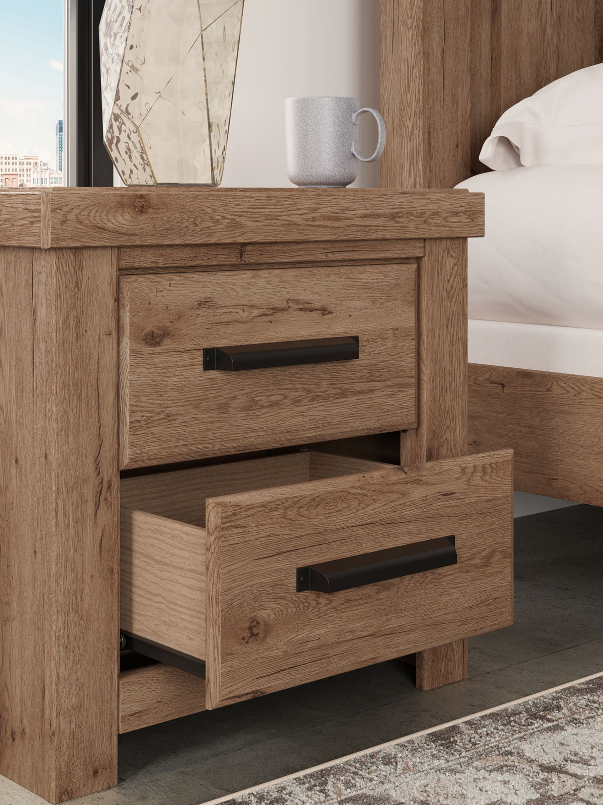 Oliandon - Two Drawer Night Stand - Light Brown by Ashley – view 2